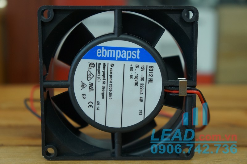 Quạt hút EBM-PAPST 8312 HL, 12VDC, 80x80x32mm