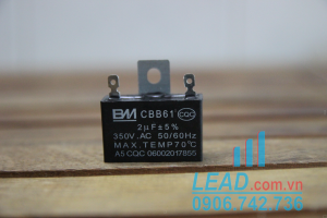 Tụ điện BM CBB61 2uF, 350VAC Dây cắm  