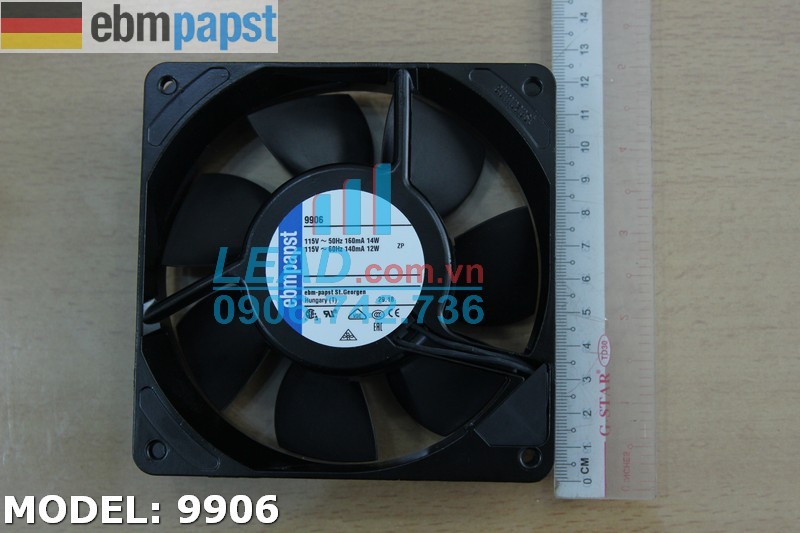Quạt hút EBMPAPST 9906, 115VAC, 120x120x25mm