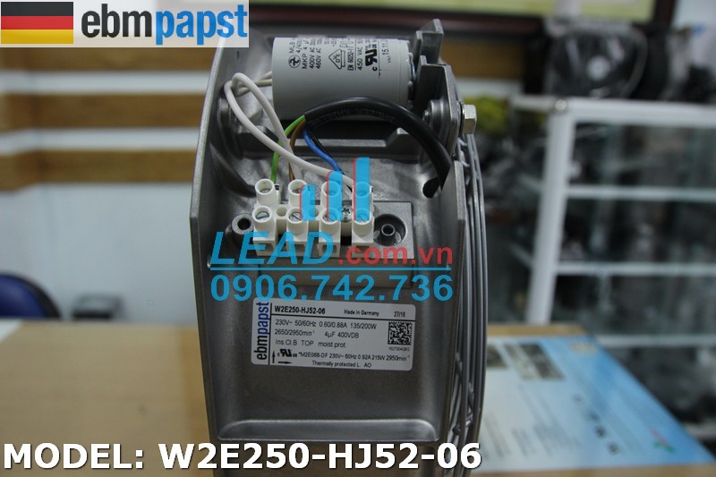Quạt hút EBMPAST W2E250-HJ52-06, 230VAC, 280x280x80mm