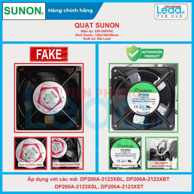 Quạt hút SUNON DP200A-2123XBT.GN, 220-240VAC, 120x120x38mm Quạt hút SUNON DP200A-2123XBT.GN, 220-240VAC, 120x120x38mm