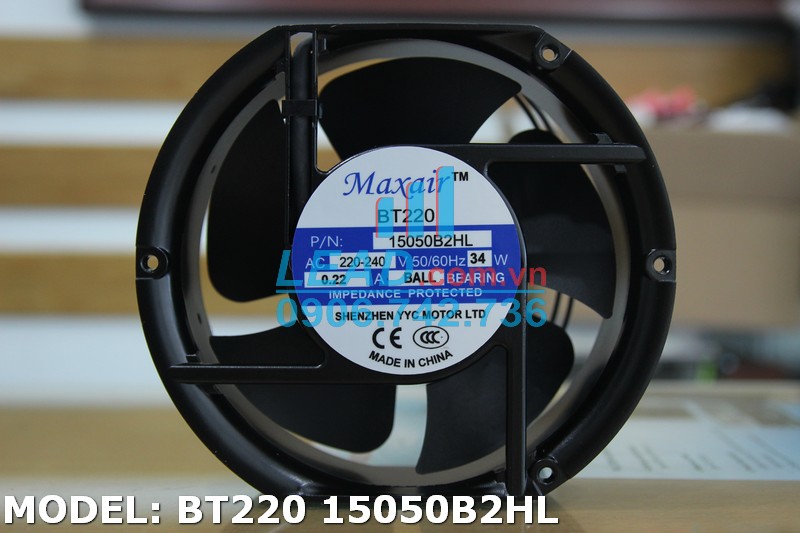 Quạt hút Maxair BT220 15050B2HL, 220-240VAC, 172x150x51mm