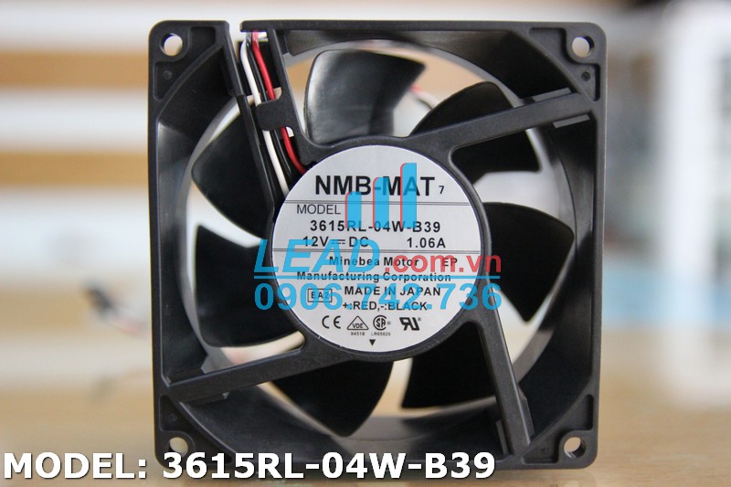 Quạt hút NMB 3615RL-04W-B39, 12VDC, 92x92x38mm