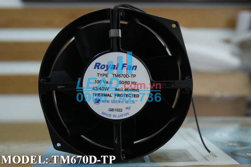 Quạt hút ROYAL FAN TM670D-TP, 100VAC, 172x150x55mm  