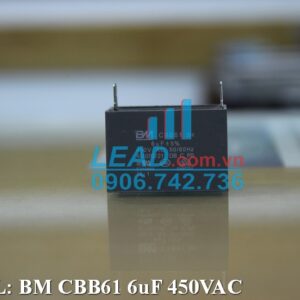 Tụ điện BM CBB61 6uF, 450VAC Giắc cắm PHỤ KIỆN PHỤ KIỆN