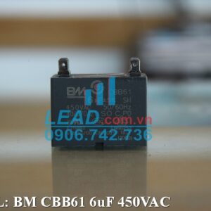 Tụ điện CBB61 6uF, 500VAC Jack cắm PHỤ KIỆN PHỤ KIỆN 3