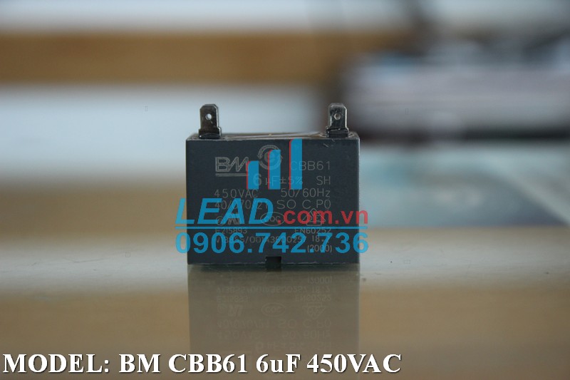 Tụ điện BM CBB61 6uF, 450VAC Giắc cắm