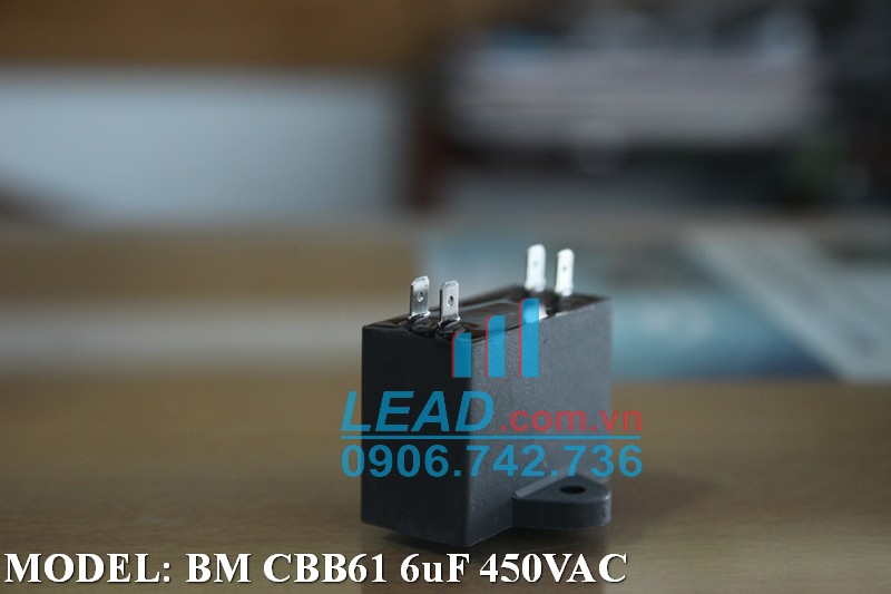 Tụ điện BM CBB61 6uF, 450VAC Giắc cắm