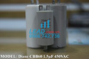 Tụ điện Best CBB60 1.5uF, 450VAC Dây cắm có ốc bắt  