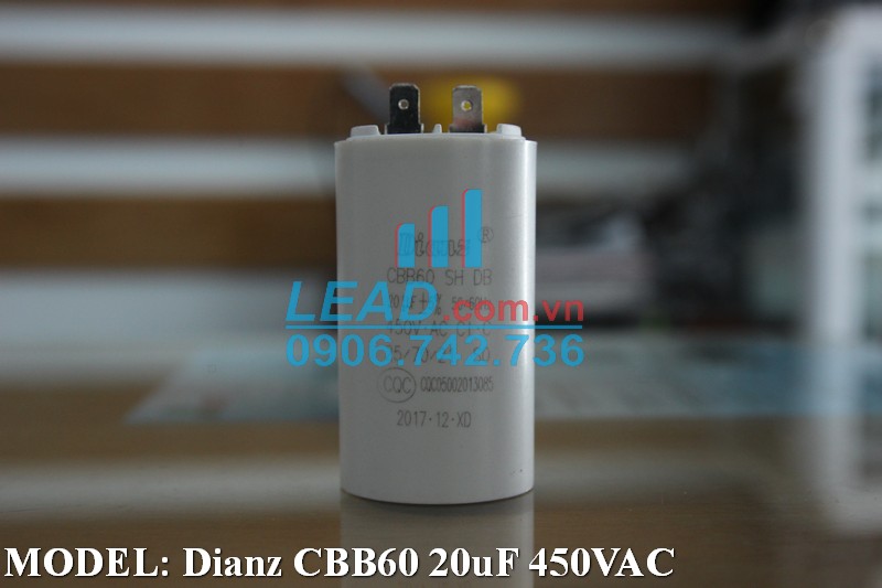 Tụ điện Dianz CBB60 20uF, 450VAC Giắc cắm