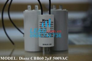 Tụ điện Dianz CBB60 2uF, 500VAC Giắc cắm có ốc bắt  