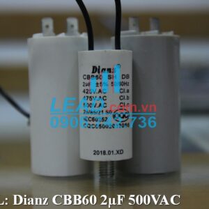 Tụ điện Dianz CBB60 2uF, 500VAC Giắc cắm có ốc bắt PHỤ KIỆN PHỤ KIỆN 2