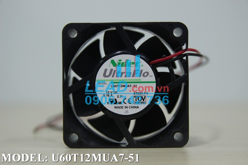 Quạt hút NIDEC U60T12MUA7-51, 12VDC, 60x60x25mm
