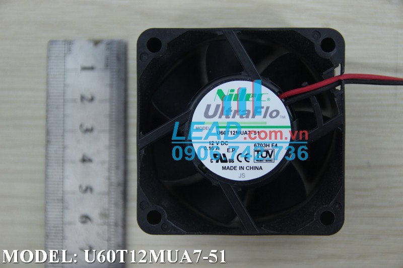 Quạt hút NIDEC U60T12MUA7-51, 12VDC, 60x60x25mm