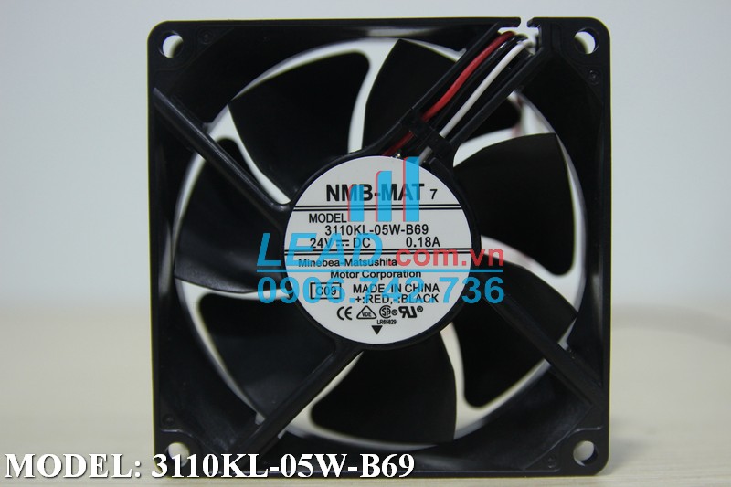 Quạt hút NMB 3110KL-05W-B69, 24VDC, 80x80x25mm