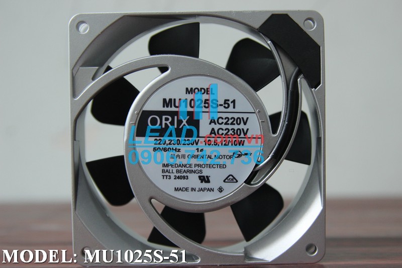 Quạt hút ORIX MU1025S-51, 220-230VAC, 104x104x25mm