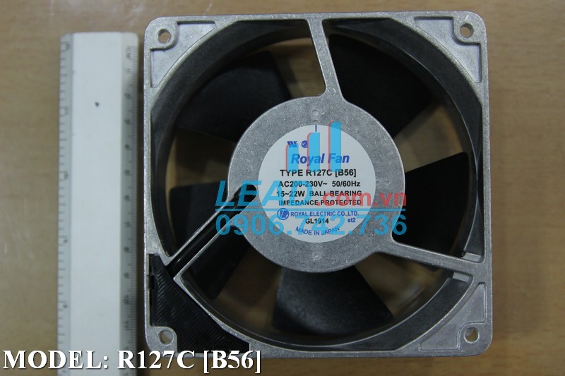 Quạt hút ROYAL FAN R127C [B56], 200-230VAC, 120x120x38mm