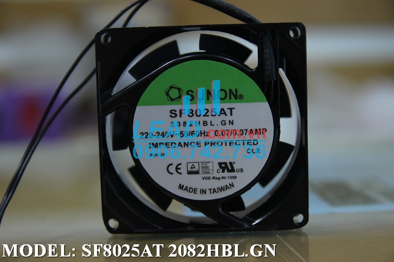 Quạt hút SUNON SF8025AT 2082HBL.GN, 220-240VAC, 80x80x25mm