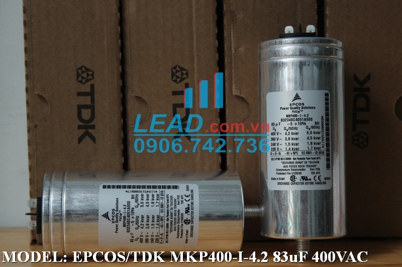 Tụ điện EPCOS/TDK MKP400-I-4.2 B32340C4051A000 83uF 400VAC 