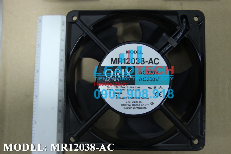 Quạt hút ORIX MR12038-AC, 220-230AC, 120x120x38mm  