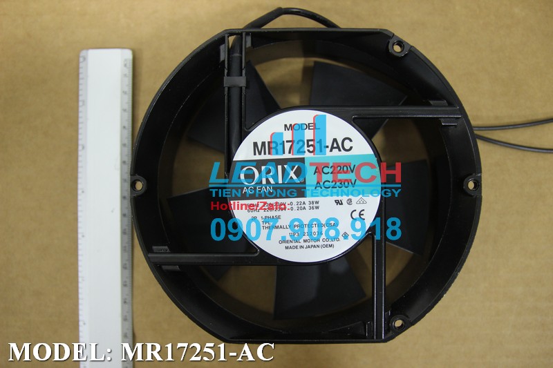Quạt hút ORIX MR17251-AC, 220-230VAC, 172x150x51mm