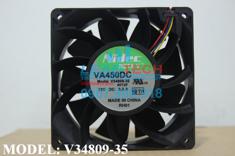 Quạt hút NIDEC VA450DC V34809-35, 12VDC, 120x120x38mm