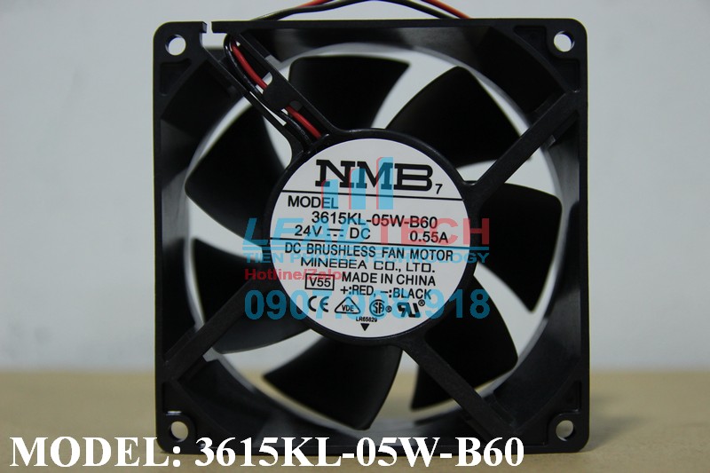 Quạt hút NMB 3615KL-05W-B60, 24VDC, 92x92x38mm