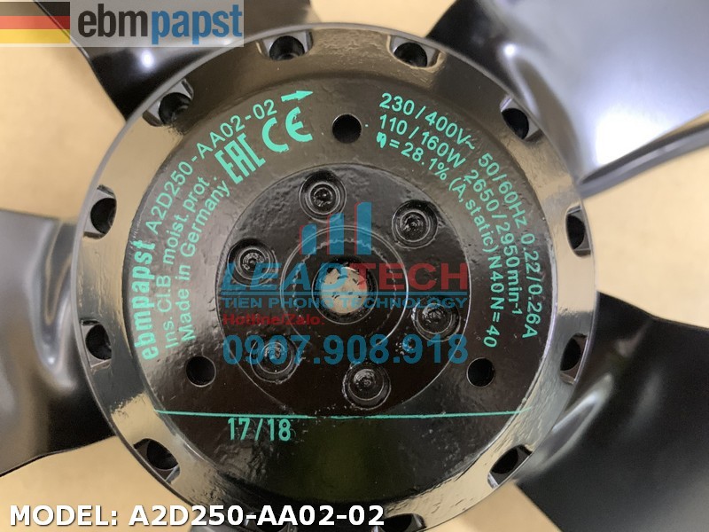 Quạt hút EBMPAPST A2D250-AA02-02, 230-400VAC, 250mm
