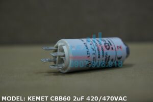 Tụ điện KEMET CBB60 2uF, 420-470VAC Giắc cắm có ốc bắt  