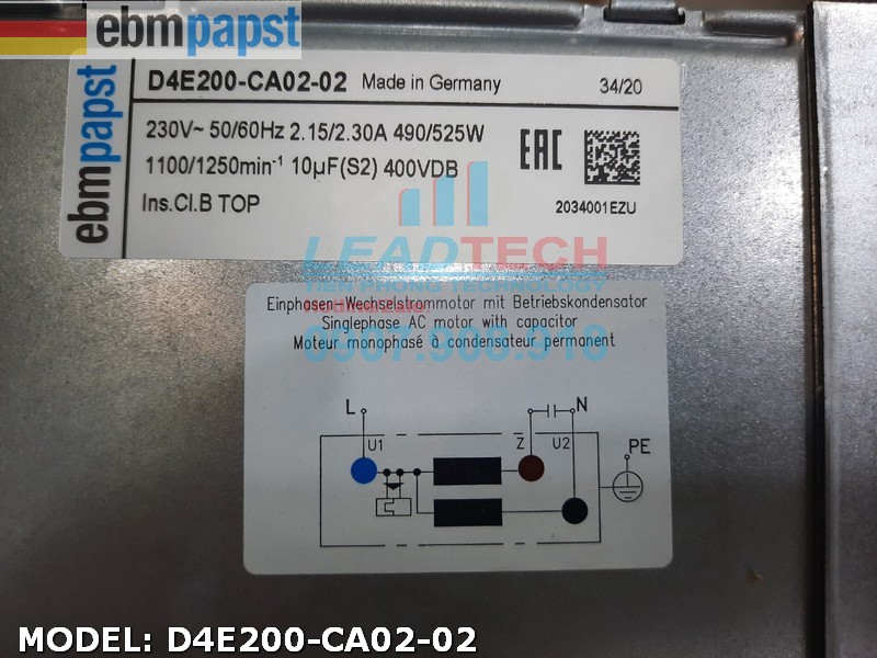 Quạt hút EBMPAPST D4E200-CA02-02, 230V, 200mm  