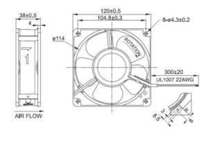 Quạt hút APISTE AF-1220S, 200VAC, 120x120x38mm  