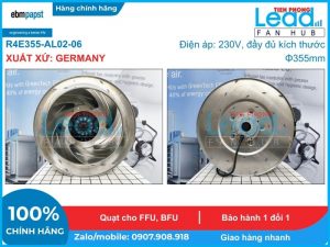 Quạt ly tâm EC FAN hiệu EBMPAPST R3G355-RS02-H2, 230VAC, 355mm  