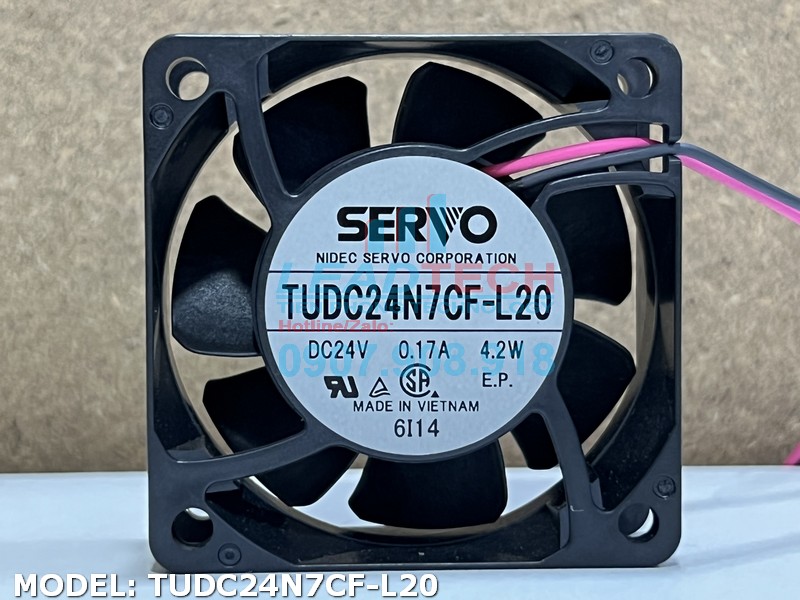 Quạt hút NIDEC TUDC24N7CF-L20, 24VDC, 60x60x25mm
