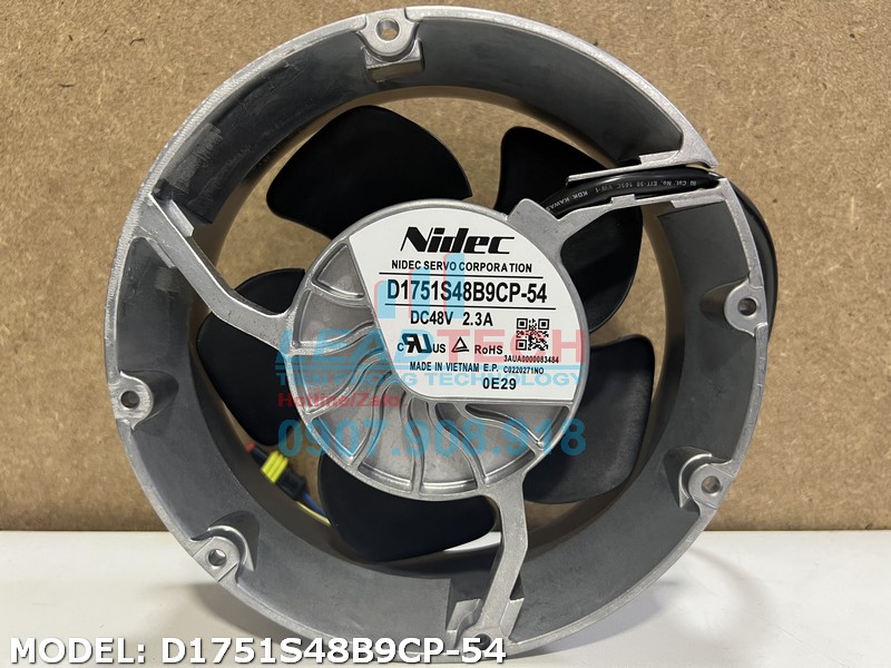 Quạt hút NIDEC SERVO D1751S48B9CP-54, 48VDC, 172x51mm  