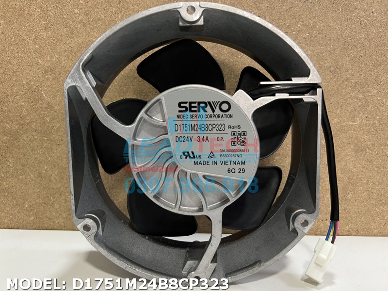 Quạt hút NIDEC SERVO D1751M24B8CP323, 24VDC, 172x150x51mm