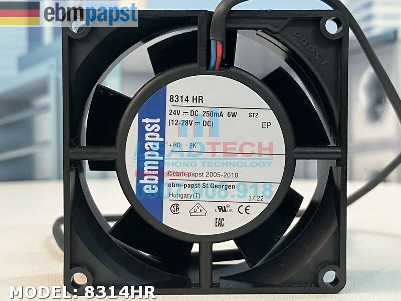 Quạt hút EBMPAPST 8314HR, 24VDC, 80x80x32mm  