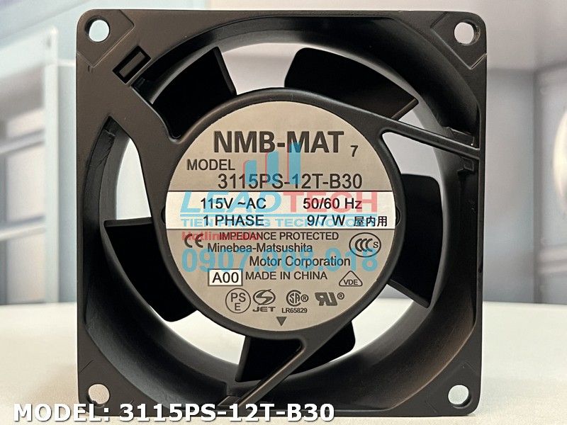 Quạt hút NMB 3115PS-12T-B30, 115VAC, 80x80x38mm  