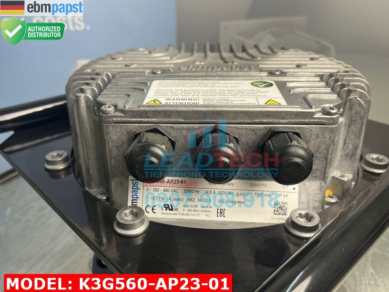 Quạt ly tâm EC EBMPAPST K3G560-AP23-01, 400VAC, 560mm  