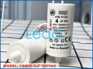 Tụ điện KEMET CBB60 4uF, 420-470VAC Giắc cắm có ốc bắt  